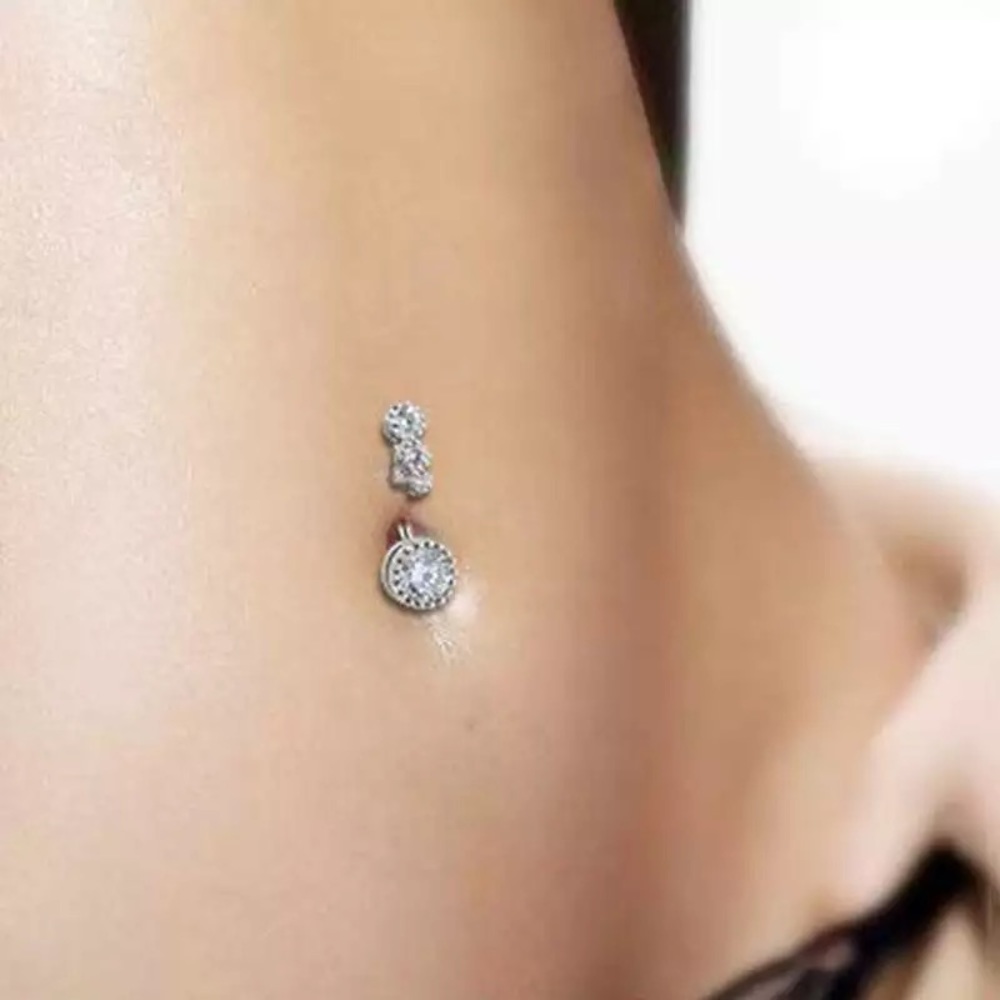 Stainless Steel Crystal Belly Button Ring - Picture 4 of 4